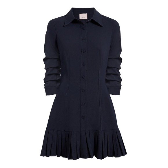 Cinq à Sept Dresses & Skirts - Cinq a Sept Lucilla Dress Navy Blue Pleated Ruffle Ruched Sleeve Mini NWT Size 8